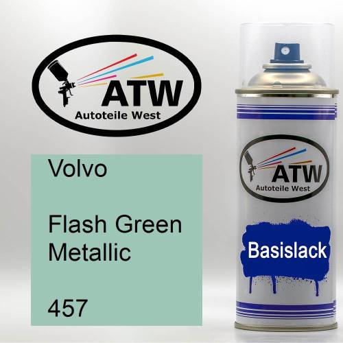 Volvo, Flash Green Metallic, 457: 400ml Sprühdose, von ATW Autoteile West.